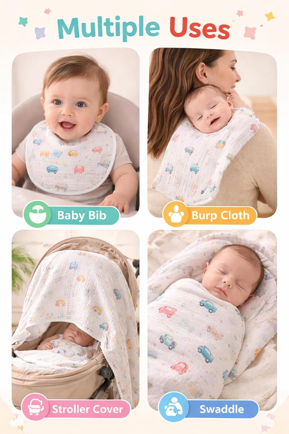 100% Cotton Muslin Swaddle Wrap for Newborn Baby | Soft & Breathable Baby Swaddle Cloth for Infants - Image 9